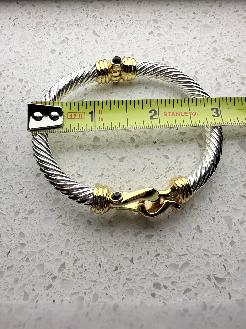 Ansley Bangle Electric Picks Two-Tone Twisted Cable Bracelet with Gold Hook